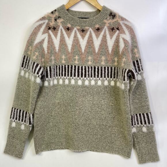 Absolutely Creative Worldwide Fair Isle Sweater Small Mohair Wool Crewneck - Picture 7 of 9